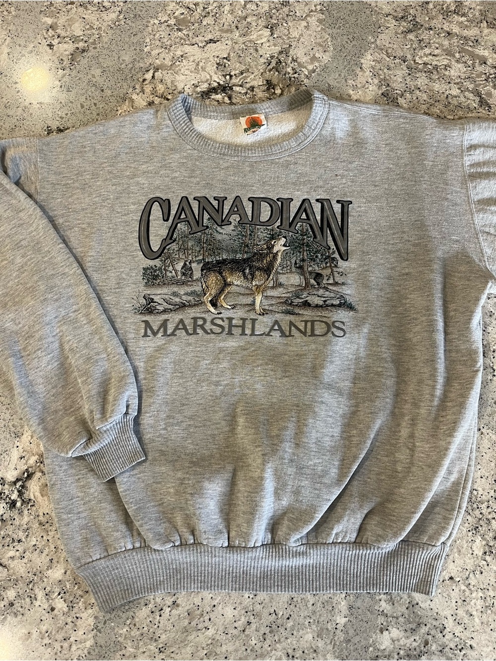 Vintage 90s Canadian Marshlands Wolf Crewneck